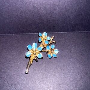 Orchid Blue and Gold Brooch